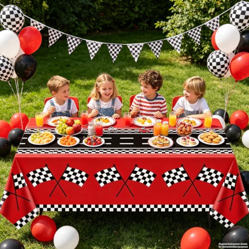 YJZCP Racing Tablecloths - 4 Pack for Car Birthday Parties 51x86IN