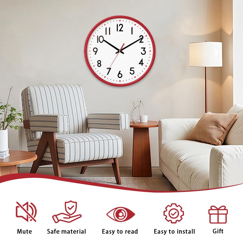 8 Inch Silent Quartz Wall Clock - Modern Battery Operated Decor