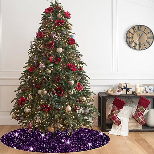 Purple Tree Skirt 46 Inch Glitter Velvet Christmas & Halloween Decor