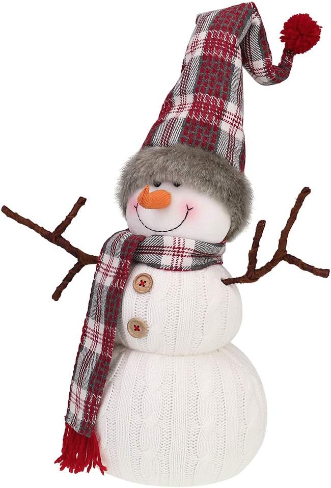Skiennix Christmas Snowman Plush Decoration - Handmade Animated 20-Inch White Ornament for Holiday Cheer
