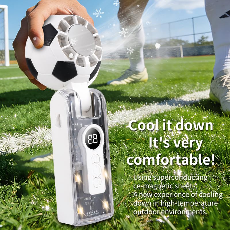 Portable Handheld Turbo Fan with Ice Cooling - 5-Speed, 180° Foldable, White
