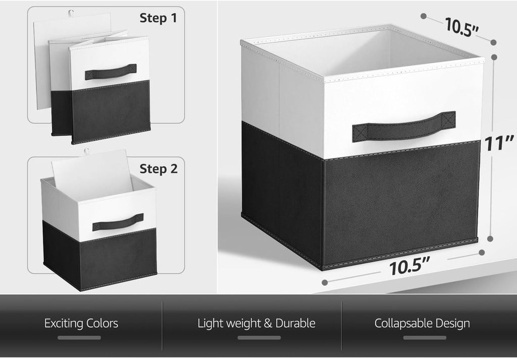 Sorbus Foldable Storage Bins - 6-Pack Fabric Cube Organizers | 11-Inch Collapsible Baskets for Home Organization