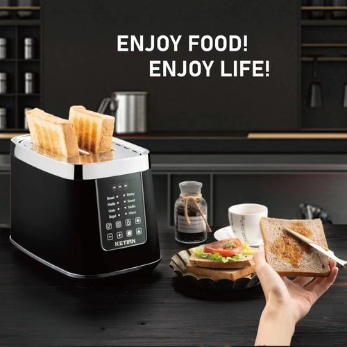 KETIAN Touchscreen 2-Slice Toaster - Automatic Electric Digital Design with 7 Browning Settings & 1400W Power