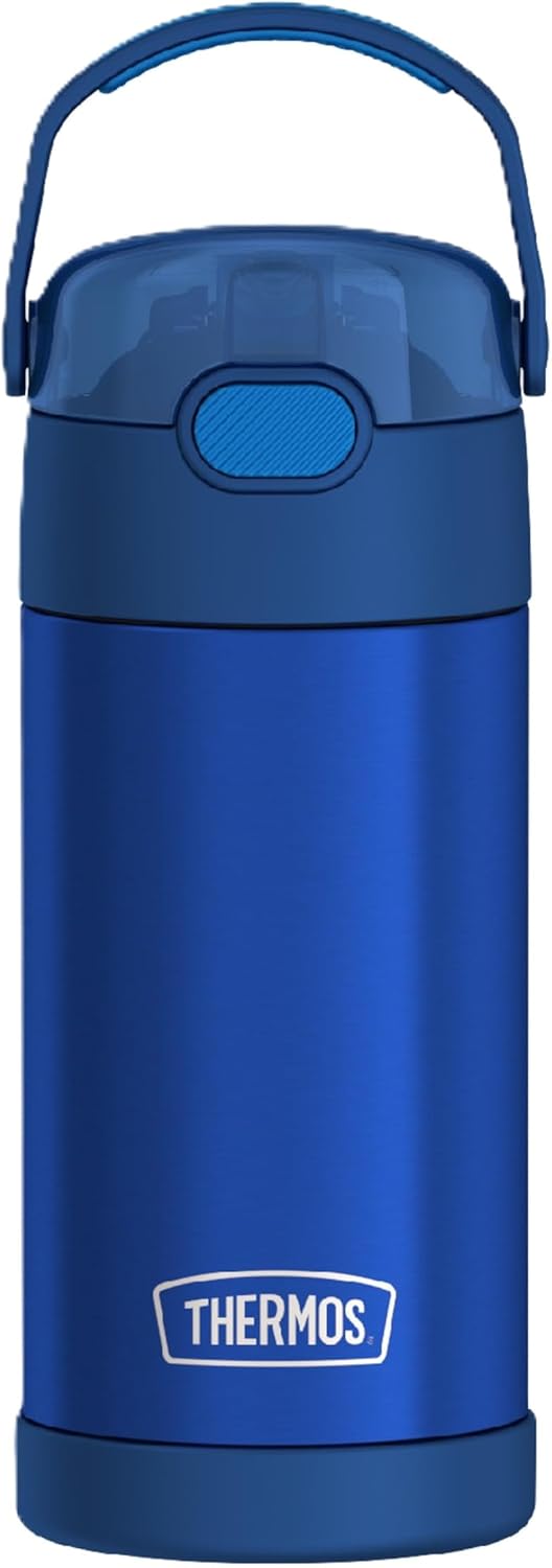 THERMOS FUNTAINER 12 Ounce Kids Straw Bottle - Stainless Steel Vacuum Insulated, Blue