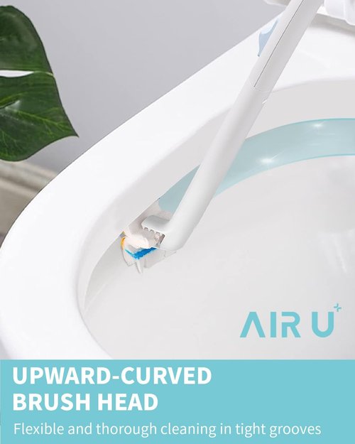 AIR U+ Toilet Brush Wand System - Wall Mount Design with 24 Flushable Refills & Caddy Included