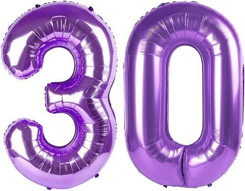 40 Inch Purple Foil Number Balloons - Happy 30th Birthday Decoration for Him/Her | Perfect for Celebrations