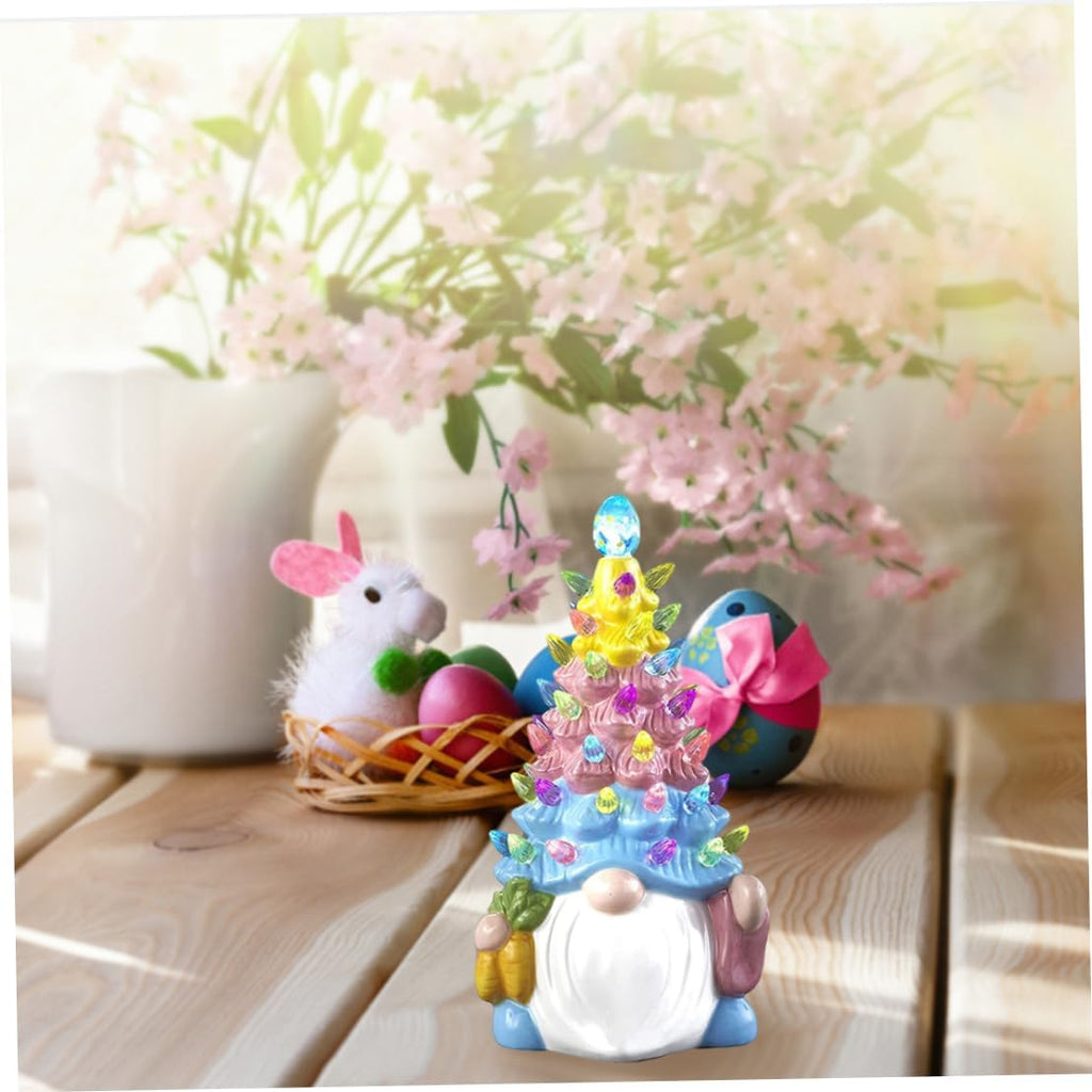 Naisicore Light Up Easter Bunny Gnome Decoration - 15cm Resin Figurine for Home & Office Decor | 1 Piece