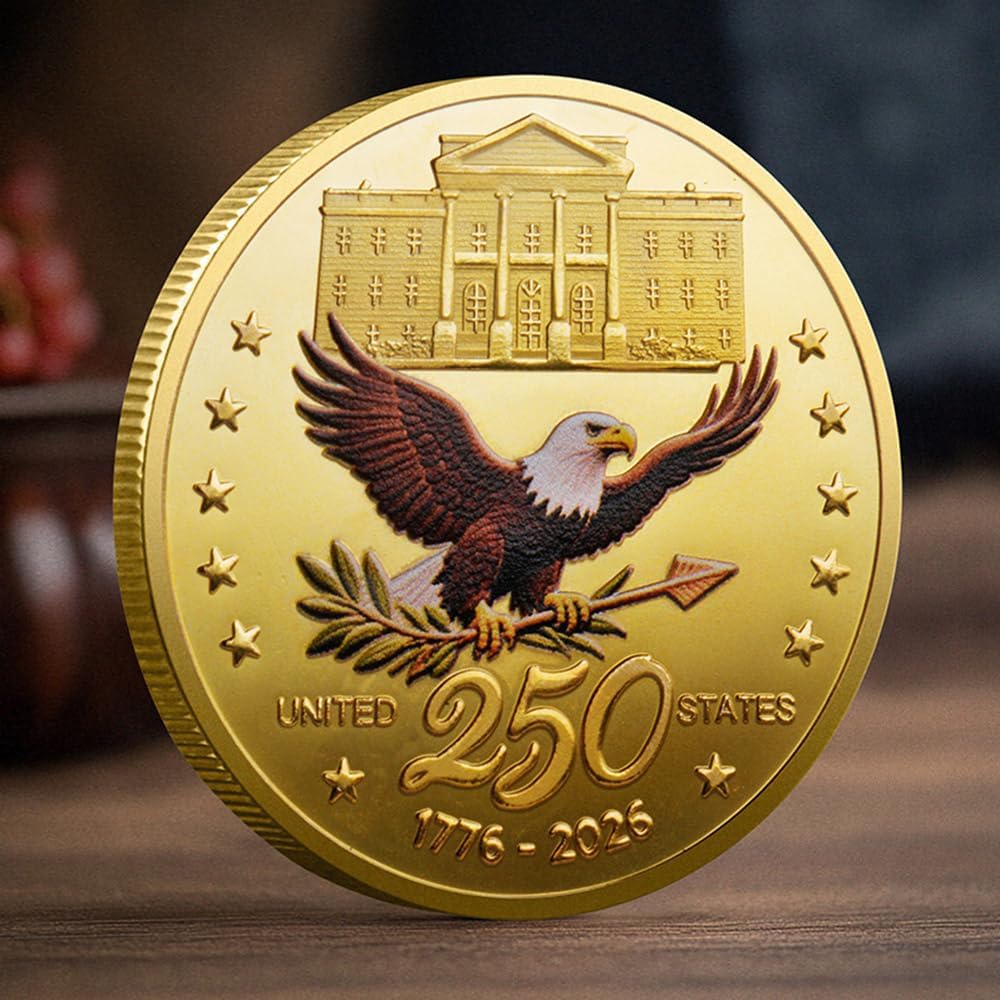 U.S. Army Commemorative Gold-Plated Challenge Coin - Double-Sided High Relief Military Collectible (1776-2026)