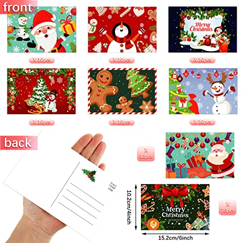 Santa Claus Postcards Set - 80 Note Cards for Kids & Adults, 4x6 Inches