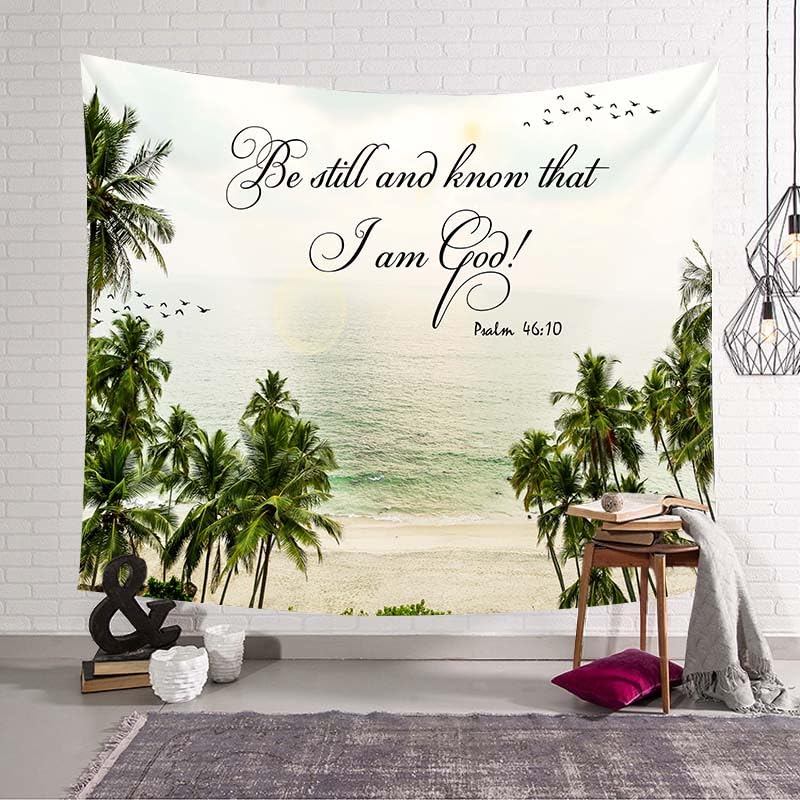 Christian Wall Tapestry - Be Still and Know That I Am God - 59x47