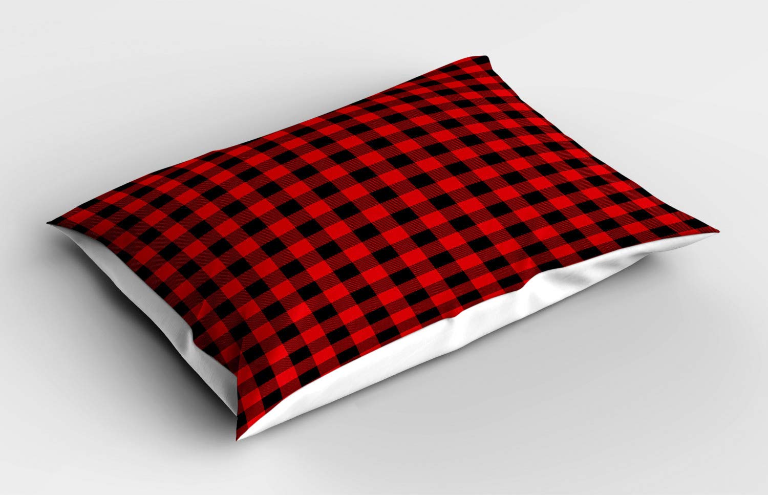 Ambesonne Plaid Pillow Sham, Lumberjack Fashion Buffalo Style Checks Pattern Retro Style with Grid Composition, Decorative Standard Size Printed Pillowcase, 26" X 20", Orange Black