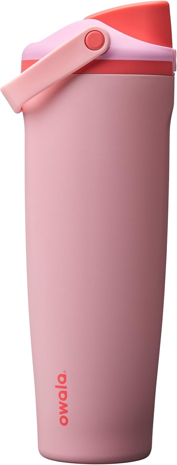 Owala FreeSip Sway Insulated Stainless Steel Water Bottle - 40oz, Two-Way Spout & Built-In Straw, Pink