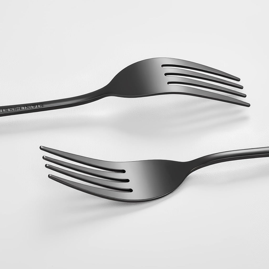 Black forks Food-Grade stainless steel dinner forks 24pcs Dishwasher Safe kitchen forks metal 8inch silverware (8inch dinner forks set (24 Piece))