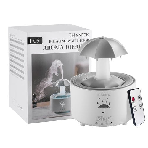 Humidifiers for Bedroom,Aromatherapy Essential Oils Diffuser,Quiet Ultrasonic Clouds and Cool Mist Humidifier, 7 Colors Breathing LED Light,Rotating Umbrella Rain Drops,Ideal Holiday Gifts for Home