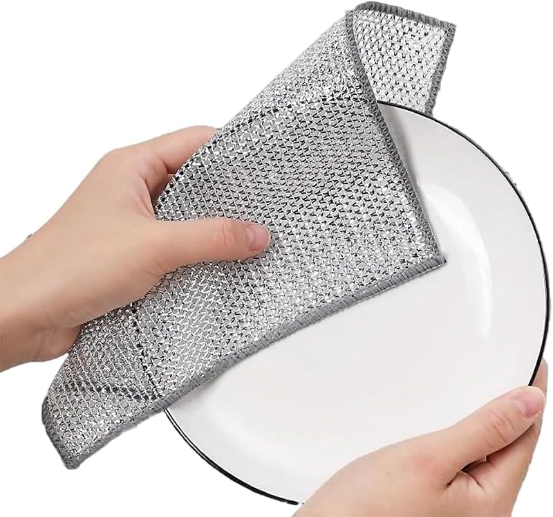 5-Pack 7.9-Inch Non-Scratch Metal Mesh Cleaning Cloths
