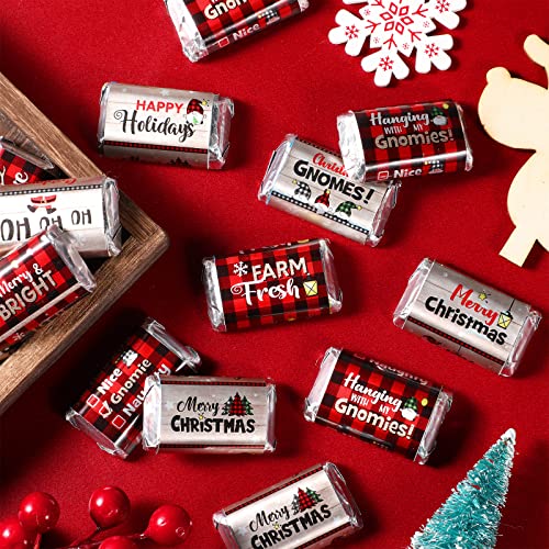90 Pieces Christmas Candy Bar Wrapper Stickers - Red & Black Plaid