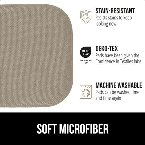 GORILLA GRIP Slip Resistant Chair Cushions, No Ties Required, Set of 8 Memory Foam Pads for Dining Room, Kitchen Table, Office, Rocking Chairs, Plush Seat Cover Cushion Pad, Home Decor, 16x16, Beige