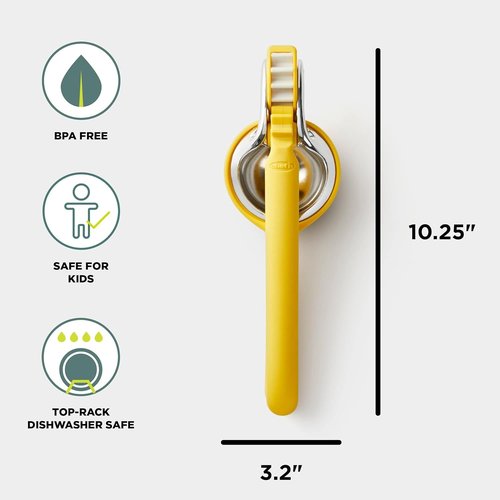 Chef'n FreshForce Lemon Squeezer - Manual Citrus Juicer with Dual-Gear Power for Maximum Juice Extraction - Durable Yellow
