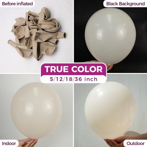 Bezente White Sand Balloons - 18 Inch Thick Cream Latex Balloons | 30 Pack for Parties & Events