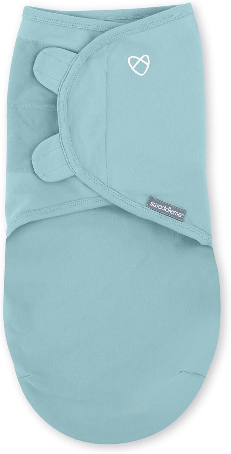 SwaddleMe by Ingenuity Baby Swaddle Blanket - 100% Cotton, Improves Sleep & Calms Reflex | 0-3 Months, 2-Pack - Tropical Dino