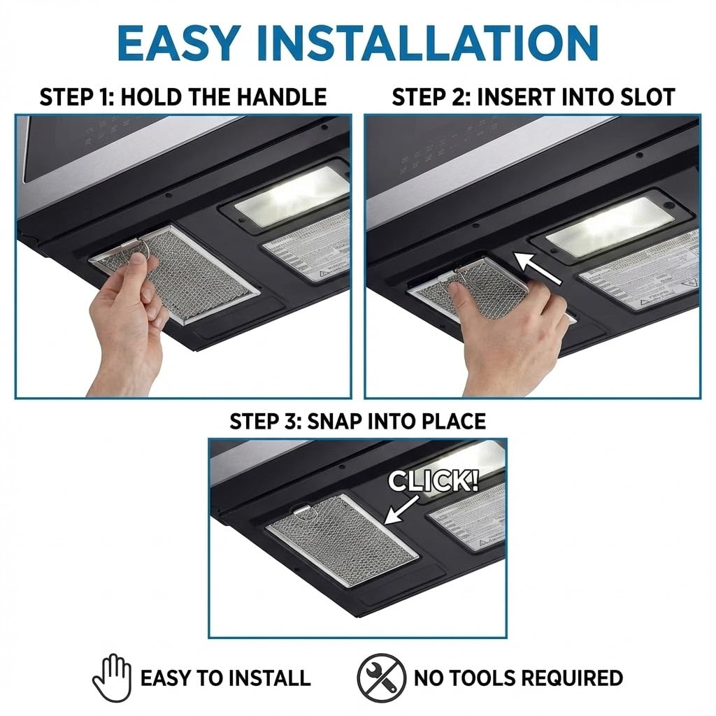 OEM Quality Microwave Charcoal&Grease Filter Set Filter for GE JVM7195SK6SS,PNM9216SK5SS, JVM7195EK5ES,JNM7196DK5BB, JVM7195DK5WW,JNM7196SK6SS