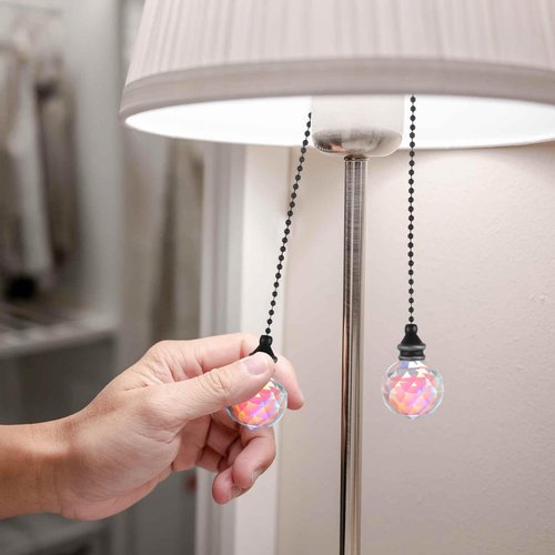 MECCANIXITY 2Pack Ceiling Fan Pull Chain, 12 Inch Decorative Ornaments Crystal Pendant Pull Chain Extension for Ceiling Fans Light Lamp, Purple