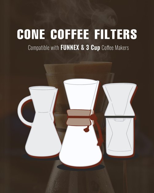 Brew Choice Pre-folded Unbleached Cone Coffee Filters 100 Count, Natural Upgraded 30% Thicker Paper Compatible with 1-3 Cup Chemex Pour over Coffee Maker