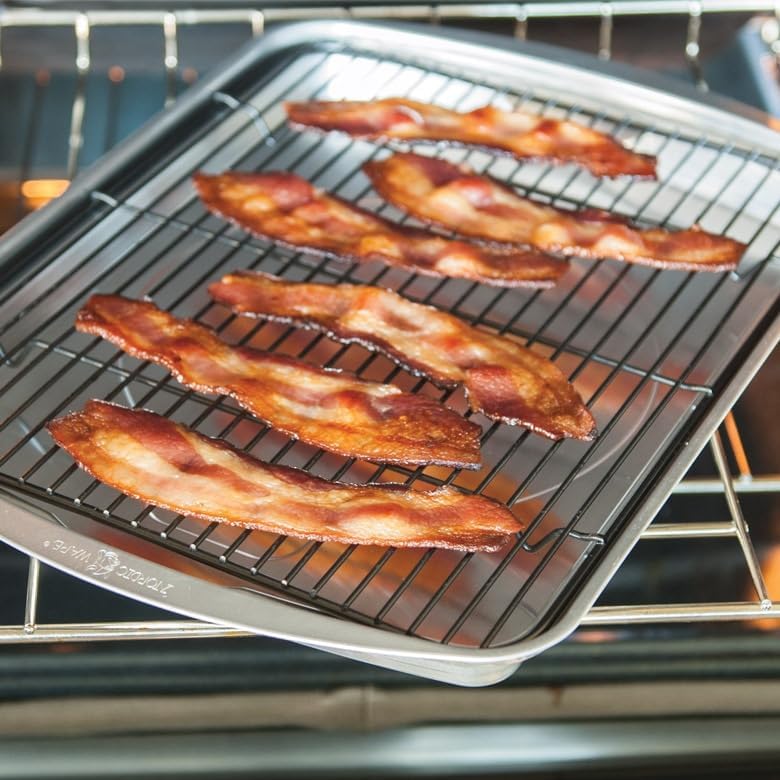 Nordic Ware Oven Crisp Baking Tray Set - 2-Piece Natural Aluminum for Air Frying & Baking | 17 x 12 Inches