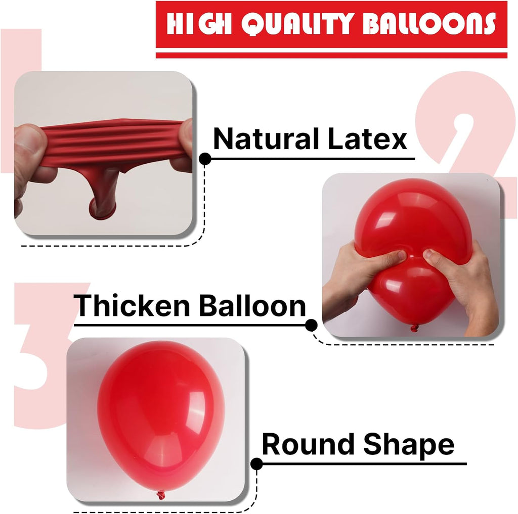 PartyWoo Red Helium Balloons - 100pcs 12 Inch for Birthday, Graduation & Celebrations