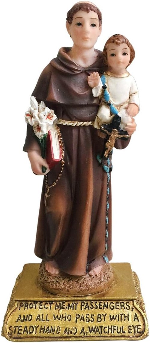 Love's Gift Inc. Saint Anthony Statue - 5 Inch Classic Resin Design in Brown & White Finish