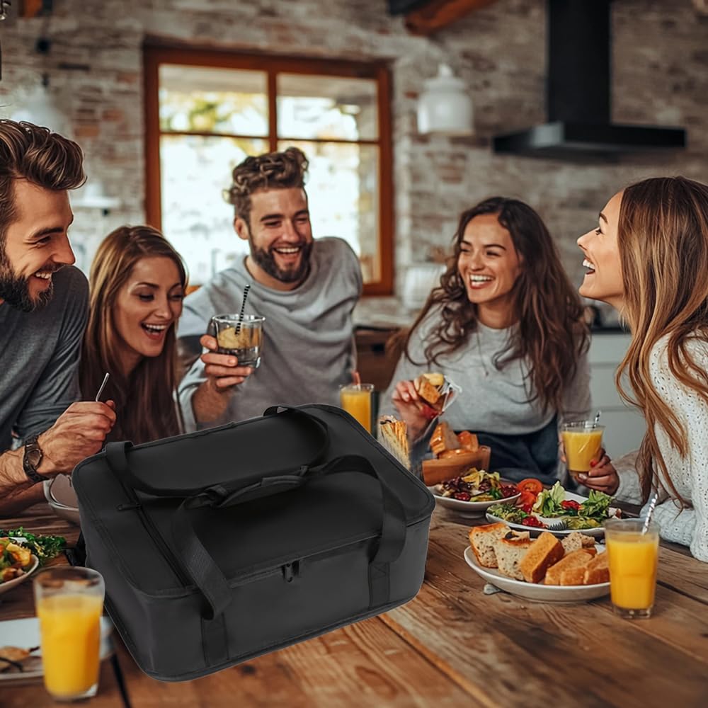 Bodaon Insulated Casserole Carrier Bag - Keeps Food Hot or Cold | Fits 9x13 & 11x15 Inch Dishes - Black