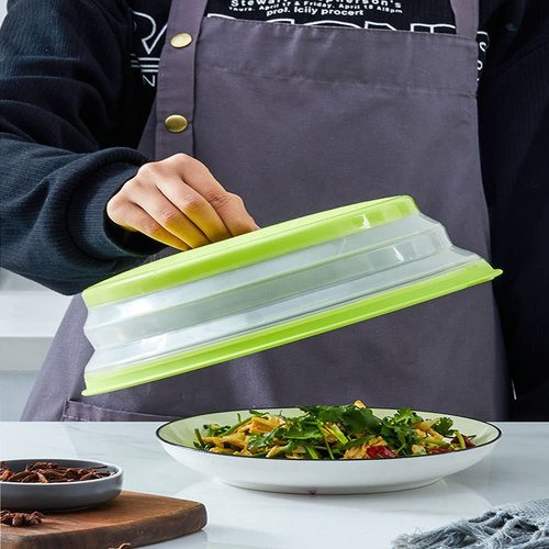 Collapsible Microwave Splatter Cover, 10.5 Inch, Dishwasher-safe, Microwave Plate Cover With Steam Vent，BPA-Free Silicone & Plastic (white)