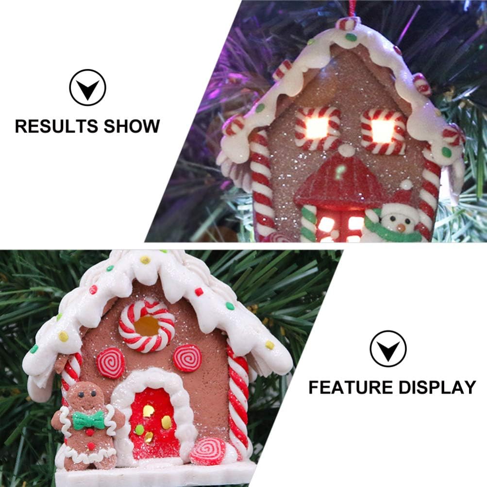 Toyvian Gingerbread House Ornaments - LED Christmas Village Decor with Santa & Snowman Figures | 3 Pcs Set
