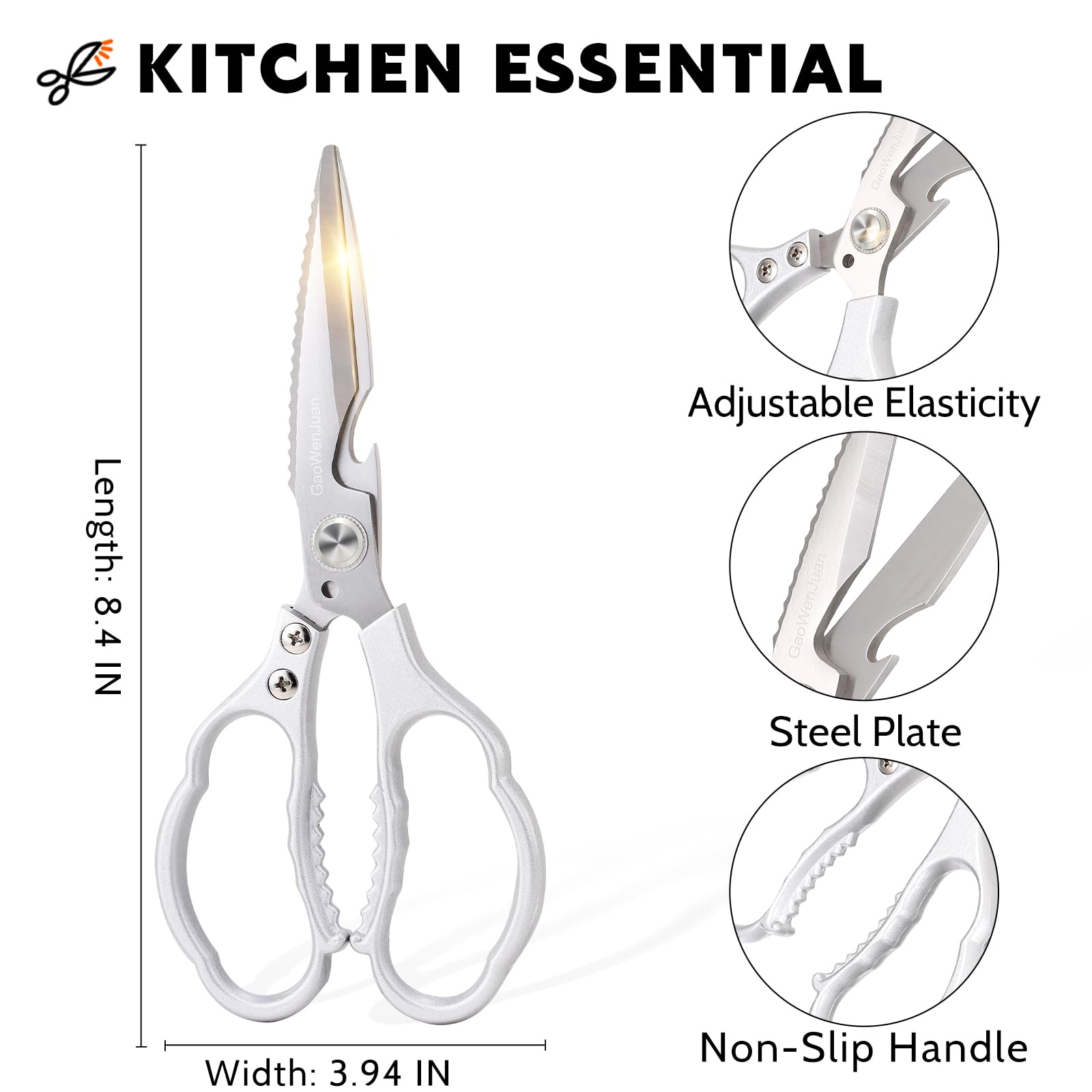 Kitchen Shears & kitchen scissors All Purpose | kitchen gadgets-Heavy Duty Stainless Steel Meat Poultry Food Scissors, Dishwasher Safe for Home and Kitchen Essentials, Utensils, Gadgets, Accessories