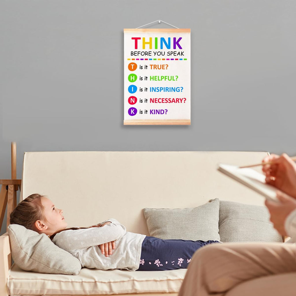 Think Before You Speak Poster - Therapy Counseling Wall Art | Mental Health Canvas Print 16x12in