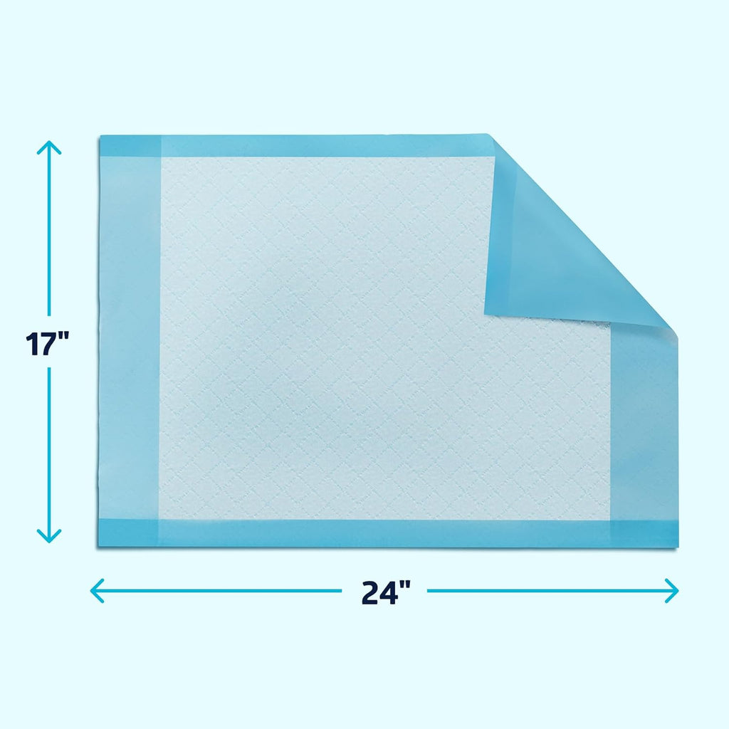 Medline Light Absorbency Underpad - 17" x 24" | 100 Count Disposable Chucks for Bed & Furniture Protection