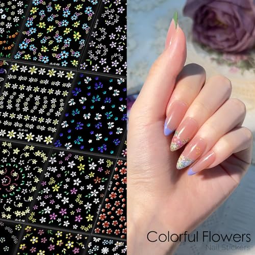 3D Floral Nail Stickers 60 Sheets - Daisy & Heart Self-Adhesive Decals