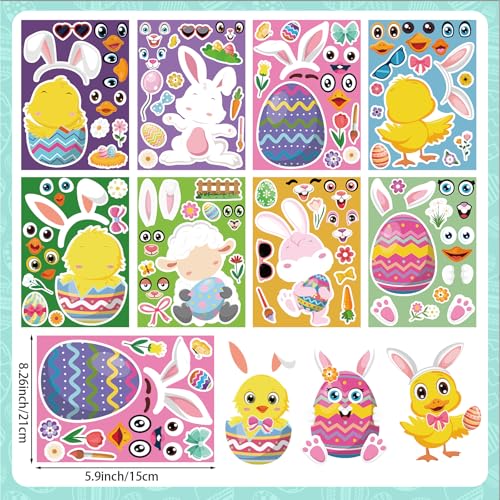 DIY Easter Sticker Kits - 32 Sheets of Creative Egg & Bunny Designs
