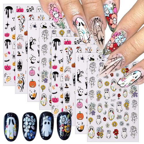Halloween Nail Art Stickers 8 Sheets 3D Self Adhesive Decals