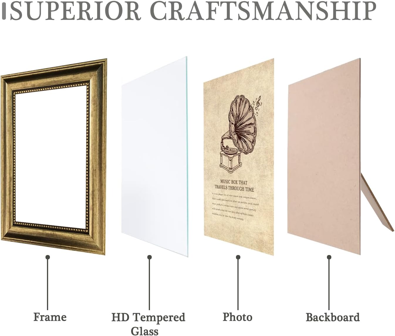 Regine Switzerland 4x6 Picture Frame - Ornate Vintage Design with Real Glass | Gold Set of 4 for Wall or Tabletop Display