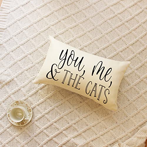 Farmhouse Cat Pillow Cover 12x20 Inch - You Me and The Cats