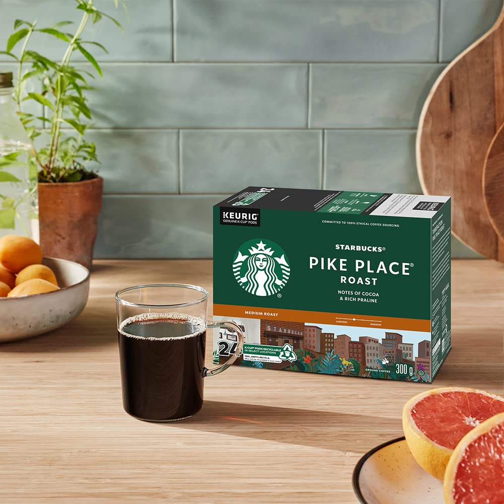 Starbucks® Pike Place Single-Serve Coffee K-Cup® - Rich Flavor, Carton of 24 Pods