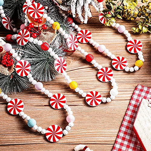 9 ft Candy Bead Garland for Christmas Tree Decoration - Wood & Candy Pattern