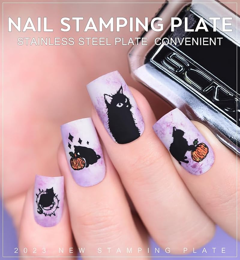 Rolabling Halloween Nail Art Stamping Plate Pumpkin Skull Ghost