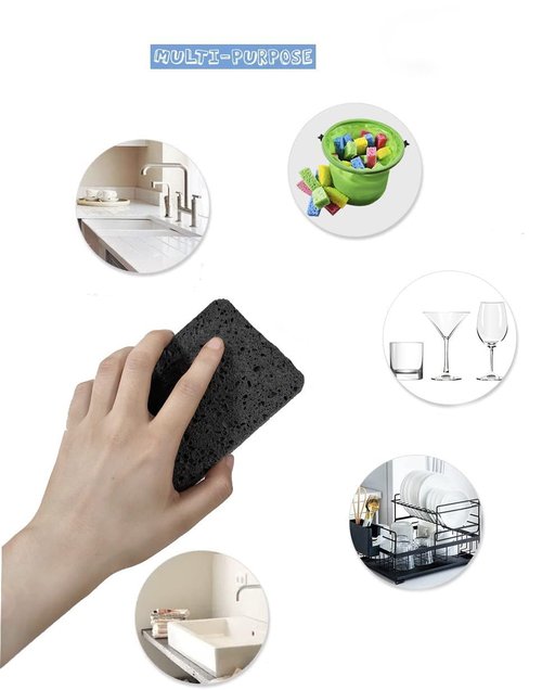 12 - Pack Non-Scratch Scrub Sponges - Sponges for Dishes and Washing Dishes, Cleaning Sponges for Kitchen Home Bathroom Cars, Funny Cut-Outs DIY for Kids (Black)
