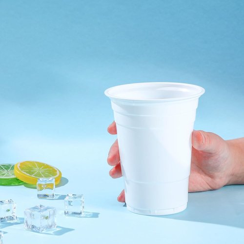 Bokon 16 oz Disposable White Plastic Cups - 200 Pack for Parties, Weddings & Picnics