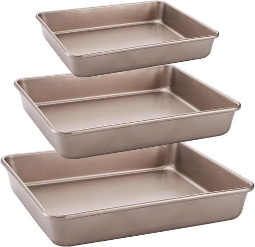 Dicunoy Nonstick Deep Baking Pans Set of 3 | Heavy Duty Carbon Steel Bakeware - 8, 11, 12 Inch Sizes
