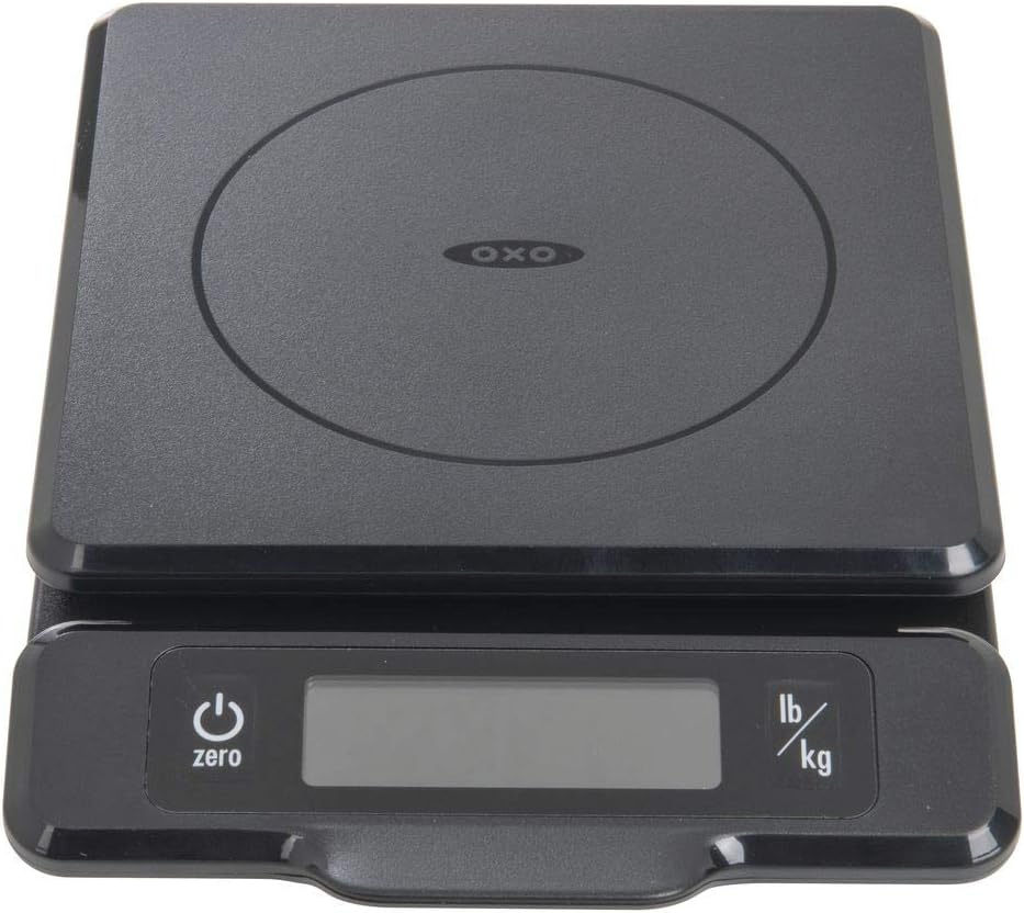 OXO Good Grips Kitchen Scale - 5 lb Capacity with Pull-Out Display | Sleek Black Design