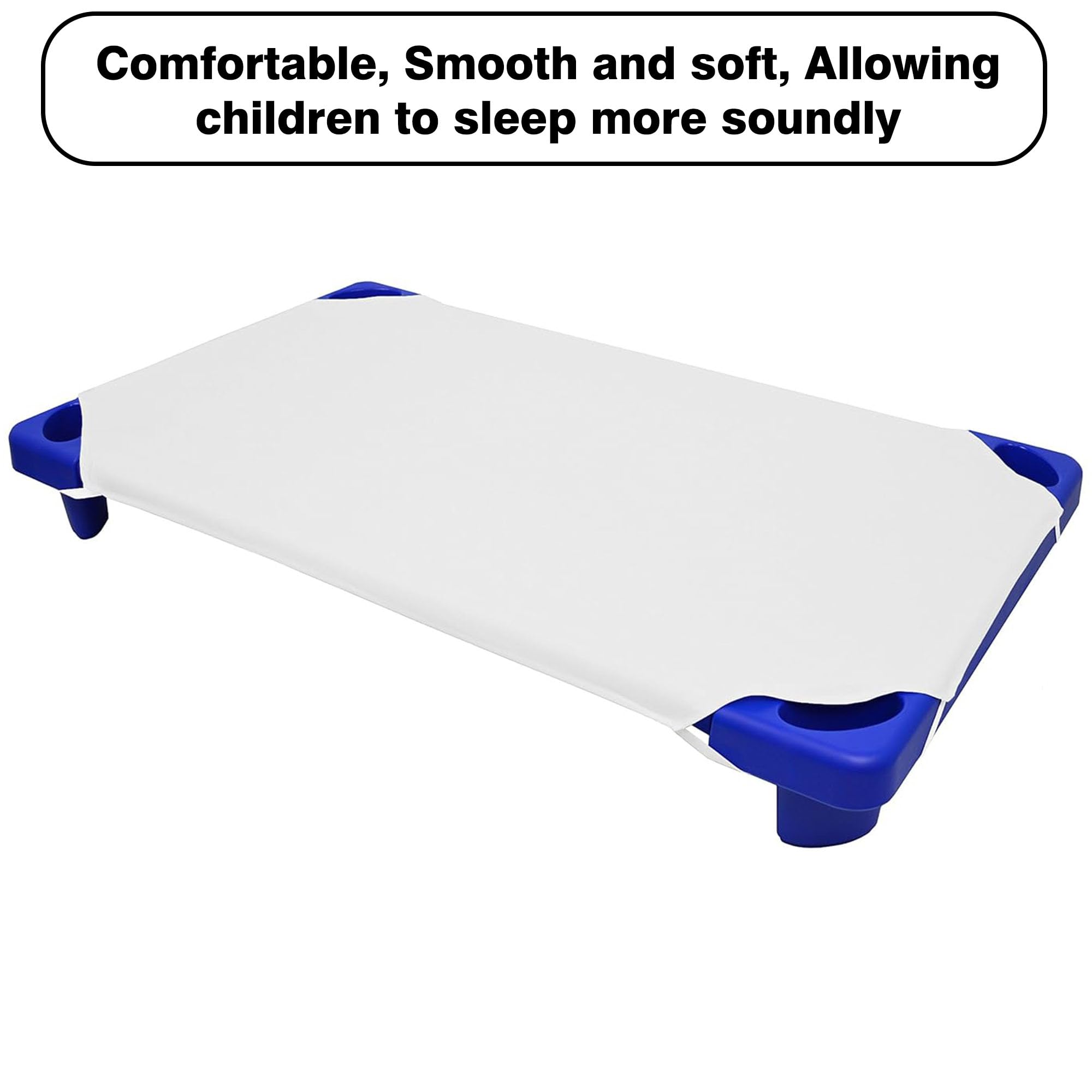 10 Pack Daycare Cot Sheets, 22" x 40" Daycare Cot Size Sheet with Corner Elastic Loops for Child Boys Girls, Breathable, Durable & Easy Care Nap Mat Bedding for Toddlers & Preschoolers, White