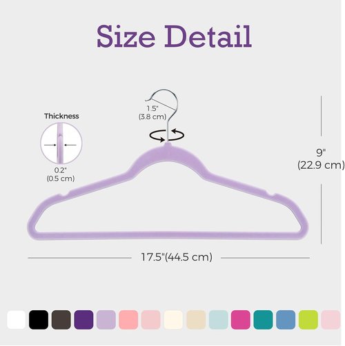 HOUSE DAY Velvet Hangers - 60 Pack Non-Slip Heavy Duty Felt Hangers | Lt-Purple Space-Saving Design